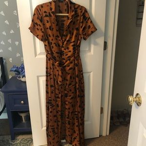 Animal print button up maxi